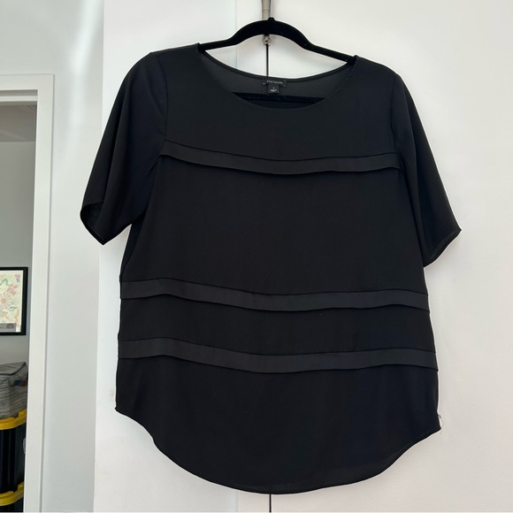 Ann Taylor Tops - Ann Taylor black short sleeve blouse with silk panels